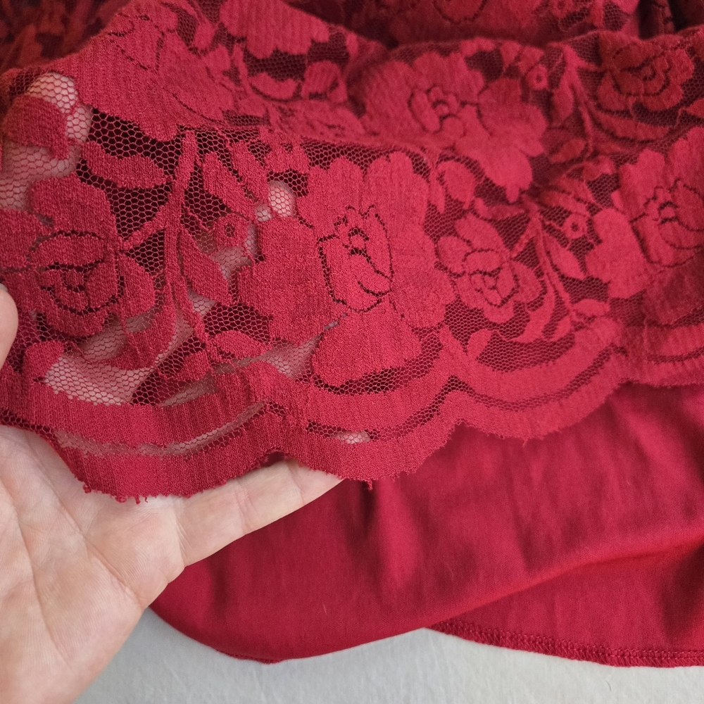 Charlotte Russe Red Lace Long Sleeve Dress Junior's Boho Party - Picture 4 of 13